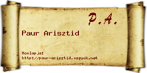 Paur Arisztid névjegykártya